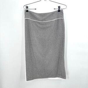 Vintage Gianfranco Ferre Black White Wool Silk Blend Pencil Skirt Size 40